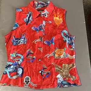 XS Harley Davidson Motor cycle dragon skull eagle butterfly blouse